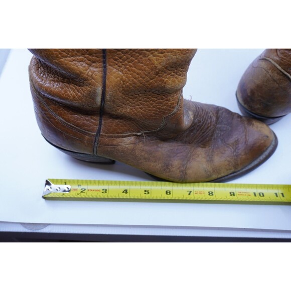 Vintage Olathe Boots Men Size 9.5 E Wide Tall Riding Brown Leather Western USA - Picture 9 of 10